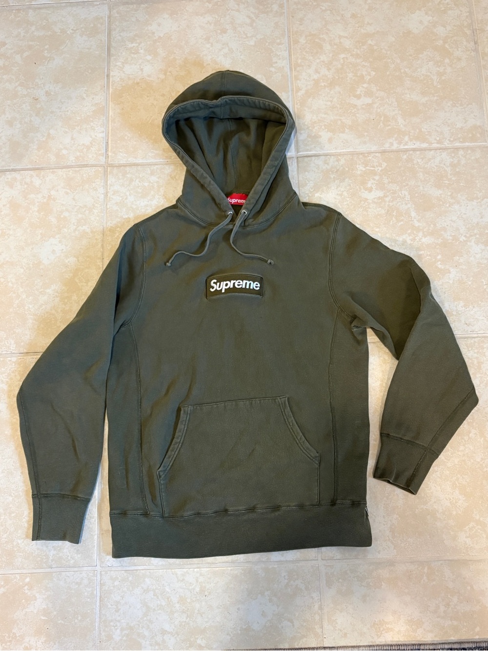 Supreme FW11 2011 Olive Box Logo Hoodie Size Medium Made in Canada